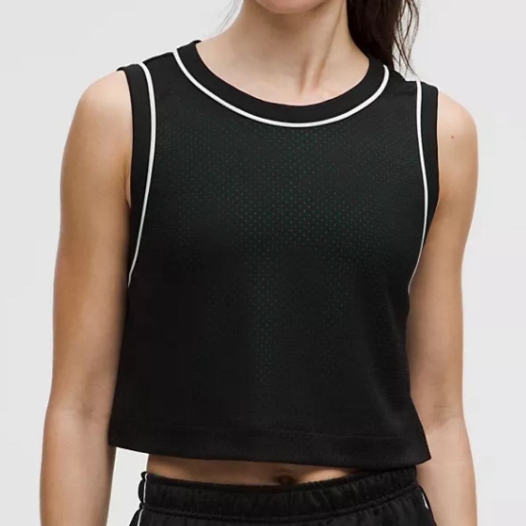 Lululemon Double Layered Mesh Reversible Tank Top Black Green Xl